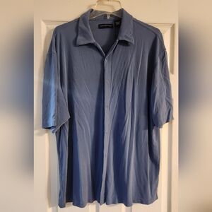 Jhane Barnes 100% Silk Blue Button Down Shirt Sz XL